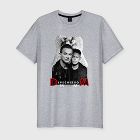 Мужская футболка хлопок Slim с принтом Depeche Mode   Dave Gahan and Martin Gore в Екатеринбурге, 92% хлопок, 8% лайкра | приталенный силуэт, круглый вырез ворота, длина до линии бедра, короткий рукав | 