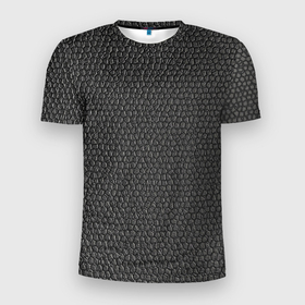 Мужская футболка 3D Slim с принтом Кожаная текстура в Курске, 100% полиэстер с улучшенными характеристиками | приталенный силуэт, круглая горловина, широкие плечи, сужается к линии бедра | 