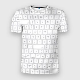 Мужская футболка 3D Slim с принтом Клавиатура apple в Курске, 100% полиэстер с улучшенными характеристиками | приталенный силуэт, круглая горловина, широкие плечи, сужается к линии бедра | 