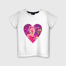 Детская футболка хлопок с принтом Барби сердечко в Новосибирске, 100% хлопок | круглый вырез горловины, полуприлегающий силуэт, длина до линии бедер | Тематика изображения на принте: 