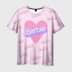 Мужская футболка 3D с принтом Барби и розовое сердце: паттерн в Санкт-Петербурге, 100% полиэфир | прямой крой, круглый вырез горловины, длина до линии бедер | 