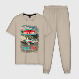 Мужская пижама хлопок с принтом Ралли 1971 в Курске, 100% хлопок | брюки и футболка прямого кроя, без карманов, на брюках мягкая резинка на поясе и по низу штанин
 | Тематика изображения на принте: 