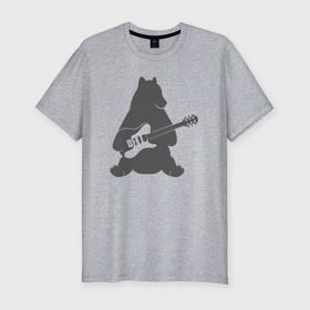 Мужская футболка хлопок Slim с принтом Медведь гитарист в Курске, 92% хлопок, 8% лайкра | приталенный силуэт, круглый вырез ворота, длина до линии бедра, короткий рукав | 