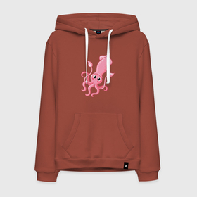 Мужская толстовка хлопок с принтом Pink octopus , френч-терри, мягкий теплый начес внутри (100% хлопок) | карман-кенгуру, эластичные манжеты и нижняя кромка, капюшон с подкладом и шнурком | Тематика изображения на принте: 