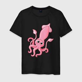 Мужская футболка хлопок с принтом Pink octopus , 100% хлопок | прямой крой, круглый вырез горловины, длина до линии бедер, слегка спущенное плечо. | Тематика изображения на принте: 