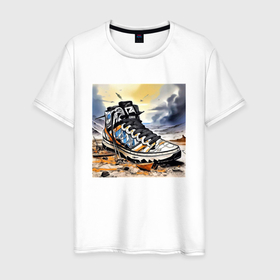 Мужская футболка хлопок с принтом Арт дизайнерские кеды в Санкт-Петербурге, 100% хлопок | прямой крой, круглый вырез горловины, длина до линии бедер, слегка спущенное плечо. | 