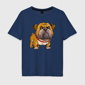 Мужская футболка хлопок Oversize с принтом Bulldog в Екатеринбурге, 100% хлопок | свободный крой, круглый ворот, “спинка” длиннее передней части | 