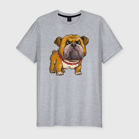 Мужская футболка хлопок Slim с принтом Bulldog в Екатеринбурге, 92% хлопок, 8% лайкра | приталенный силуэт, круглый вырез ворота, длина до линии бедра, короткий рукав | 