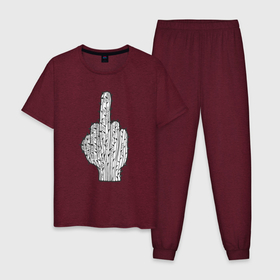Мужская пижама хлопок с принтом Кактусовый палец , 100% хлопок | брюки и футболка прямого кроя, без карманов, на брюках мягкая резинка на поясе и по низу штанин
 | 