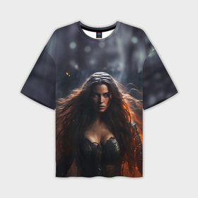 Мужская футболка oversize 3D с принтом Женщина волшебница с огнем в Петрозаводске,  |  | 