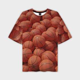 Мужская футболка oversize 3D с принтом Узор с баскетбольными мячами ,  |  | Тематика изображения на принте: 