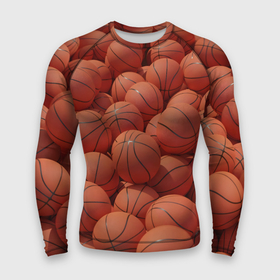 Мужской рашгард 3D с принтом Узор с баскетбольными мячами ,  |  | Тематика изображения на принте: 