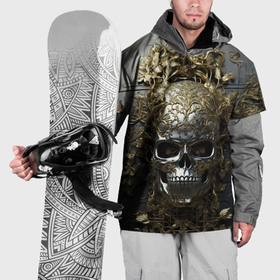 Накидка на куртку 3D с принтом Серебряный череп с узорами в Рязани, 100% полиэстер |  | 