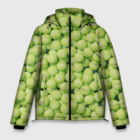 Мужская зимняя куртка 3D с принтом Узор из теннисных мячей , верх — 100% полиэстер; подкладка — 100% полиэстер; утеплитель — 100% полиэстер | длина ниже бедра, свободный силуэт Оверсайз. Есть воротник-стойка, отстегивающийся капюшон и ветрозащитная планка. 

Боковые карманы с листочкой на кнопках и внутренний карман на молнии. | 