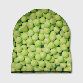 Шапка 3D с принтом Узор из теннисных мячей в Курске, 100% полиэстер | универсальный размер, печать по всей поверхности изделия | 