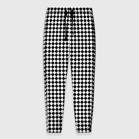 Мужские брюки 3D с принтом Шахматный чёрно белый в Санкт-Петербурге, 100% полиэстер | манжеты по низу, эластичный пояс регулируется шнурком, по бокам два кармана без застежек, внутренняя часть кармана из мелкой сетки | 