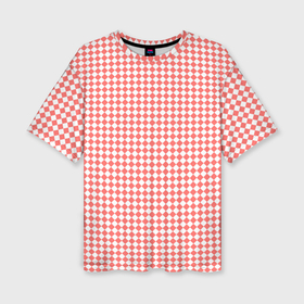 Женская футболка oversize 3D с принтом Шахматка бледно красный в Петрозаводске,  |  | 
