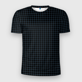Мужская футболка 3D Slim с принтом Шахматная мелкая клетка чёрно серый в Тюмени, 100% полиэстер с улучшенными характеристиками | приталенный силуэт, круглая горловина, широкие плечи, сужается к линии бедра | 
