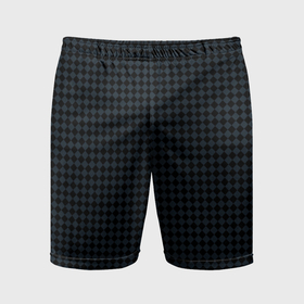 Мужские шорты спортивные с принтом Шахматная мелкая клетка чёрно серый в Тюмени,  |  | 