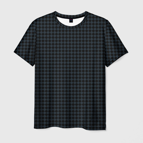 Мужская футболка 3D с принтом Шахматная мелкая клетка чёрно серый в Тюмени, 100% полиэфир | прямой крой, круглый вырез горловины, длина до линии бедер | 