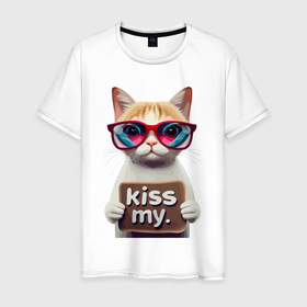 Мужская футболка хлопок с принтом Поцелуй меня в Белгороде, 100% хлопок | прямой крой, круглый вырез горловины, длина до линии бедер, слегка спущенное плечо. | 