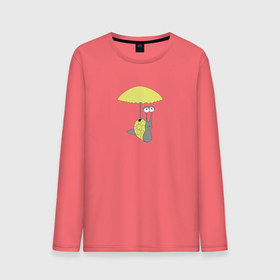 Мужской лонгслив хлопок с принтом Улитка c зонтиком желтого цвета в Курске, 100% хлопок |  | 