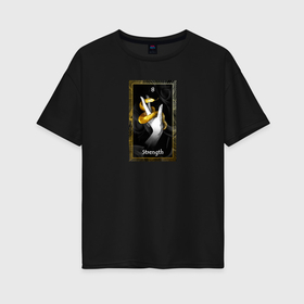 Женская футболка хлопок Oversize с принтом Карта таро сила в Курске, 100% хлопок | свободный крой, круглый ворот, спущенный рукав, длина до линии бедер
 | 
