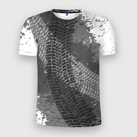 Мужская футболка 3D Slim с принтом Протектор шин в Белгороде, 100% полиэстер с улучшенными характеристиками | приталенный силуэт, круглая горловина, широкие плечи, сужается к линии бедра | 