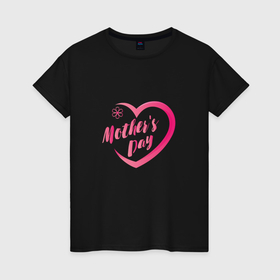Женская футболка хлопок с принтом Мама в моем сердце в Тюмени, 100% хлопок | прямой крой, круглый вырез горловины, длина до линии бедер, слегка спущенное плечо | 