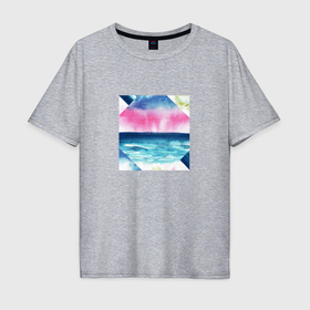Мужская футболка хлопок Oversize с принтом Абстрактное море закат рассвет в Курске, 100% хлопок | свободный крой, круглый ворот, “спинка” длиннее передней части | 