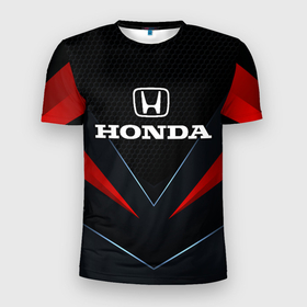Мужская футболка 3D Slim с принтом Honda   технологии в Екатеринбурге, 100% полиэстер с улучшенными характеристиками | приталенный силуэт, круглая горловина, широкие плечи, сужается к линии бедра | 