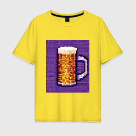 Мужская футболка хлопок Oversize с принтом Бокал пенного пива в Курске, 100% хлопок | свободный крой, круглый ворот, “спинка” длиннее передней части | 