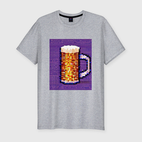 Мужская футболка хлопок Slim с принтом Бокал пенного пива в Курске, 92% хлопок, 8% лайкра | приталенный силуэт, круглый вырез ворота, длина до линии бедра, короткий рукав | 