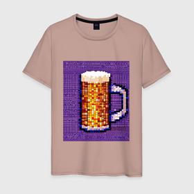 Мужская футболка хлопок с принтом Бокал пенного пива в Курске, 100% хлопок | прямой крой, круглый вырез горловины, длина до линии бедер, слегка спущенное плечо. | 