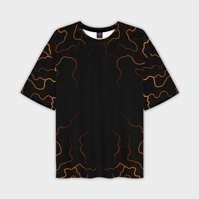 Мужская футболка oversize 3D с принтом Огненные  молнии ,  |  | 