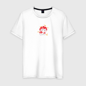 Мужская футболка хлопок с принтом Осенние мухоморы в Екатеринбурге, 100% хлопок | прямой крой, круглый вырез горловины, длина до линии бедер, слегка спущенное плечо. | 