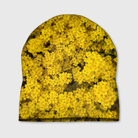 Шапка 3D с принтом Жёлтые цветочки в Екатеринбурге, 100% полиэстер | универсальный размер, печать по всей поверхности изделия | 