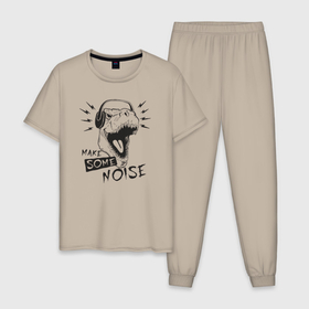 Мужская пижама хлопок с принтом Пошумим в Петрозаводске, 100% хлопок | брюки и футболка прямого кроя, без карманов, на брюках мягкая резинка на поясе и по низу штанин
 | 