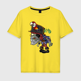 Мужская футболка хлопок Oversize с принтом Зомби пират в Санкт-Петербурге, 100% хлопок | свободный крой, круглый ворот, “спинка” длиннее передней части | Тематика изображения на принте: 