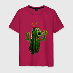 Мужская футболка хлопок с принтом PvZ cactus в Белгороде, 100% хлопок | прямой крой, круглый вырез горловины, длина до линии бедер, слегка спущенное плечо. | 