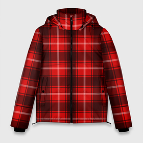 Мужская зимняя куртка 3D с принтом Шотландка красно чёрный в Санкт-Петербурге, верх — 100% полиэстер; подкладка — 100% полиэстер; утеплитель — 100% полиэстер | длина ниже бедра, свободный силуэт Оверсайз. Есть воротник-стойка, отстегивающийся капюшон и ветрозащитная планка. 

Боковые карманы с листочкой на кнопках и внутренний карман на молнии. | 