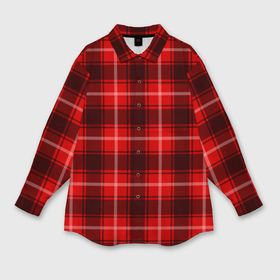 Мужская рубашка oversize 3D с принтом Шотландка красно чёрный ,  |  | 