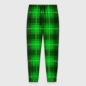 Мужские брюки 3D с принтом Шотландка ярко зелёный в Новосибирске, 100% полиэстер | манжеты по низу, эластичный пояс регулируется шнурком, по бокам два кармана без застежек, внутренняя часть кармана из мелкой сетки | 