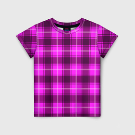 Детская футболка 3D с принтом Шотландка розовая в Тюмени, 100% гипоаллергенный полиэфир | прямой крой, круглый вырез горловины, длина до линии бедер, чуть спущенное плечо, ткань немного тянется | Тематика изображения на принте: 