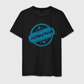Мужская футболка хлопок с принтом Армения здесь в Санкт-Петербурге, 100% хлопок | прямой крой, круглый вырез горловины, длина до линии бедер, слегка спущенное плечо. | 