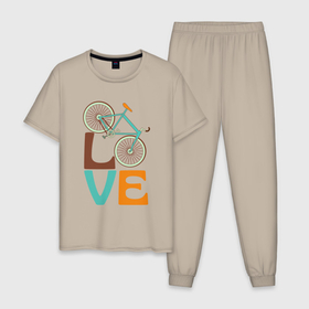 Мужская пижама хлопок с принтом Люблю велосипед в Курске, 100% хлопок | брюки и футболка прямого кроя, без карманов, на брюках мягкая резинка на поясе и по низу штанин
 | 