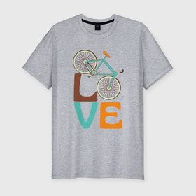 Мужская футболка хлопок Slim с принтом Люблю велосипед в Тюмени, 92% хлопок, 8% лайкра | приталенный силуэт, круглый вырез ворота, длина до линии бедра, короткий рукав | Тематика изображения на принте: 