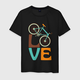 Мужская футболка хлопок с принтом Люблю велосипед в Курске, 100% хлопок | прямой крой, круглый вырез горловины, длина до линии бедер, слегка спущенное плечо. | 