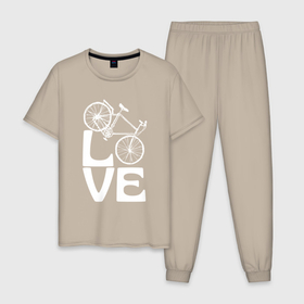 Мужская пижама хлопок с принтом Любовь велосипедиста в Курске, 100% хлопок | брюки и футболка прямого кроя, без карманов, на брюках мягкая резинка на поясе и по низу штанин
 | Тематика изображения на принте: 