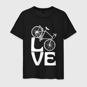 Мужская футболка хлопок с принтом Любовь велосипедиста в Курске, 100% хлопок | прямой крой, круглый вырез горловины, длина до линии бедер, слегка спущенное плечо. | Тематика изображения на принте: 